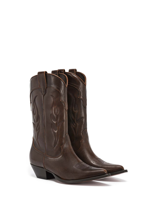 SANTA FE Men's Cowboy Boots in Brown Vacchetta | On Tone Embroidery_Side_01